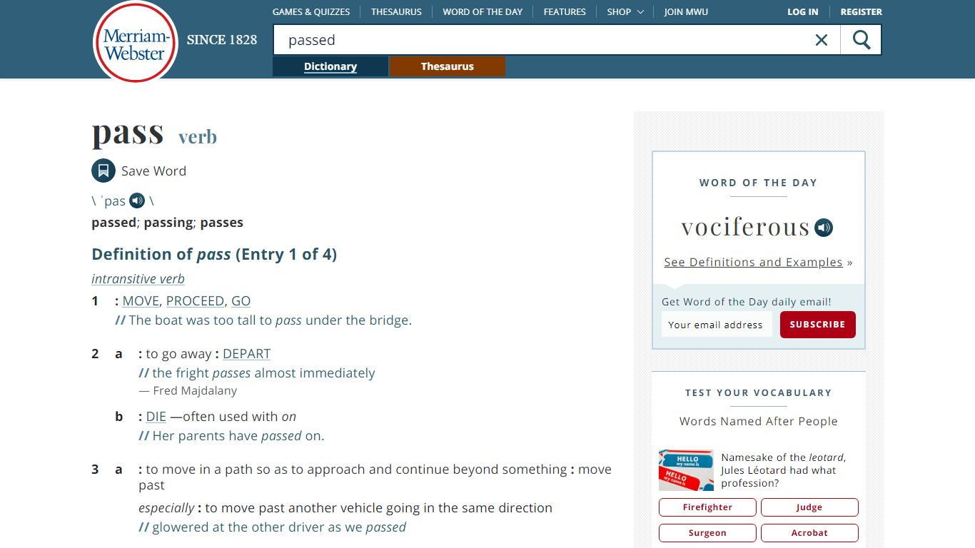 Passed Definition & Meaning - Merriam-Webster